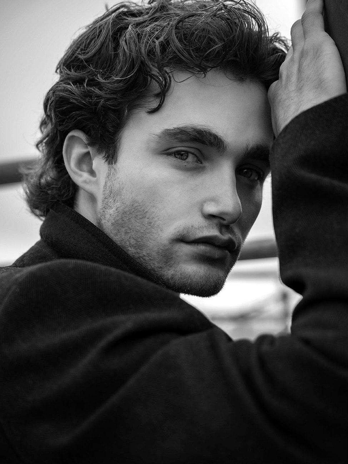 Pascal Sander, close black-and-white portrait