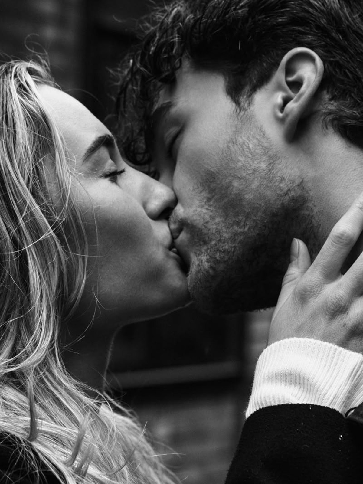 Pascal Sander and his girlfriend, black-and-white portrait