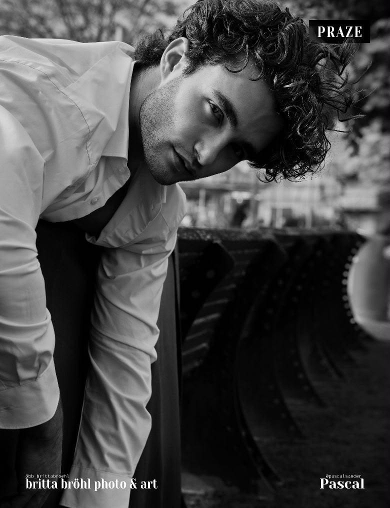 Pascal Sander in a black and white magazine editorial