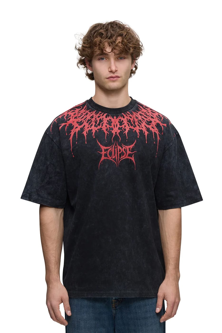 Pascal Sander in a black printed t-shirt, streetwear look