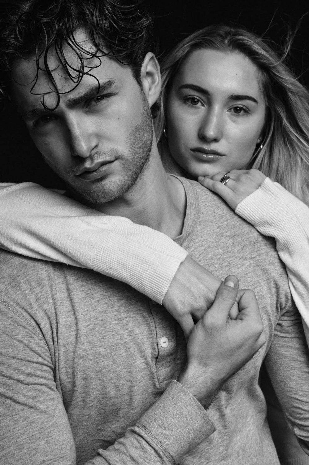 Pascal Sander and a partner in a studio, black and white